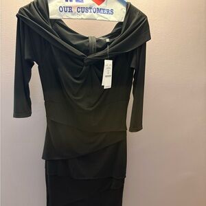 White House Black Market Black Bodycon Dress with Cowl Neck